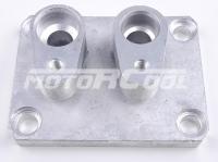 RC-U08402 Соединительный коллектор верхней крышки на компрессоры аналог Denso 10РА17С 10РА15С алюминий площадка 90х67х9 отверстия Ф16мм и Ф18,6мм
