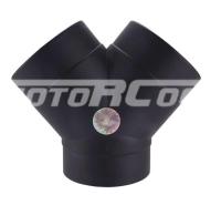 Y-образный соединитель для автомобильного воздуховода, Диаметр соединения 75 мм. Высота общая 130 мм. Цвет черный