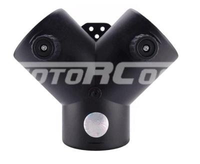 Y-образный соединитель с двумя клапанами для автомобильного воздуховода, Диаметр соединения 60 мм. Высота общая 116 мм. Цвет черный