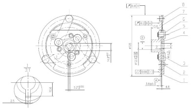 01-1631 Прижимная пластина компрессора кондиционера Титан 7Н15 D105мм шпонка