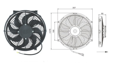 08-0522 Вентилятор 14" Титан 12V Puller 125W "S"