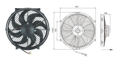 08-1296 Вентилятор 14" Титан 24V Puller 160W "S"