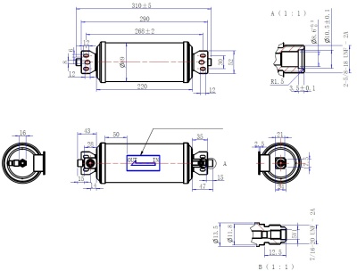 17-2801 Ресивер горизонтальный автомобильного кондиционера Титан алюминиевый 310ммх89мм 2х5/8-18UNF O-ring