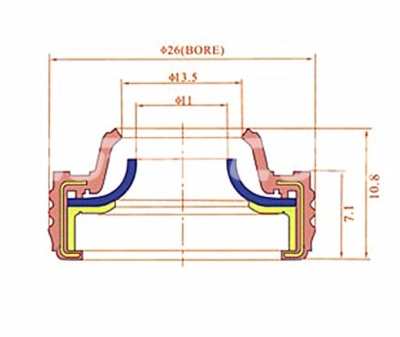 RC-U08336 Сальник компрессора Daewoo V5 OEM, some GM V5/ V7 OEM, R134a