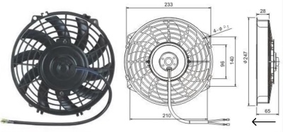 08-1220 Вентилятор 9" Титан 12V Pusher 80W "S" аналог SPAL 225mm 9"