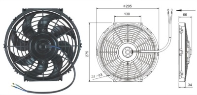 08-0946 Вентилятор 10" Титан 12V Pusher 80W "S"
