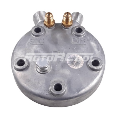 RC-U08578 Крышка компрессора на Sanden 5H, выходы — вертикальные, O-Ring, 3/4"-16UNF, 7/8"-14UNF, с заправочными портами, аварийный клапан