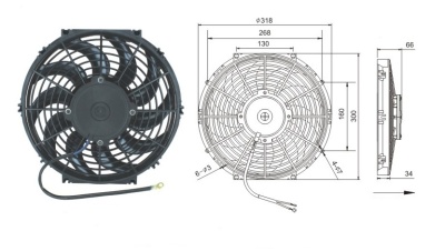 08-0343 Вентилятор 12" Титан 12V Puller 120W "S"