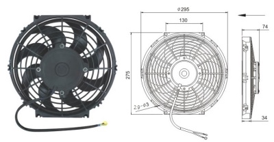 08-1383 Вентилятор 10" Титан 12V Pusher 120W "S"