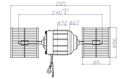 08-1801 Вентилятор центробежный испарителя 404/405/223/228 24V 100W с крыльчаткой