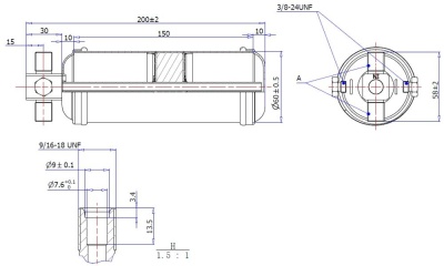17-1419 Ресивер вертикальный автомобильного кондиционера Титан 200ммх60мм 2х9/16-18UNF O-ring