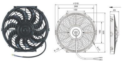 08-0755 Вентилятор 12" Титан 12V Pusher 80W "S"