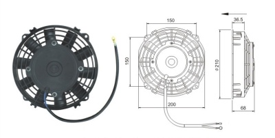 08-1373 Вентилятор 8" Титан 12V Pusher 120W аналог SPAL 190mm 7.5"