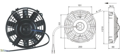 08-1380 Вентилятор 8" Титан 24V Pusher 100W аналог SPAL 190mm 7.5"