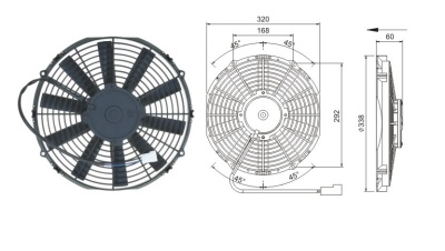 08-1389 Вентилятор 13" Титан 12V Pusher 120W аналог SPAL 305mm 12"