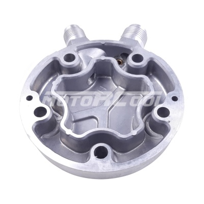 RC-U08175 Крышка компрессора на Sanden 5Н, выходы - вертикальные, Flayer, 3/4"-16UNF, 7/8"-14UNF, с заправочными портами