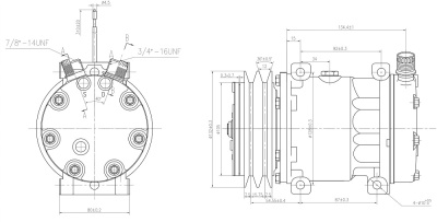 01-1234 Автомобильный компрессор кондиционера Титан 7H15 A2 12V Direct Mount вертикальные выходы