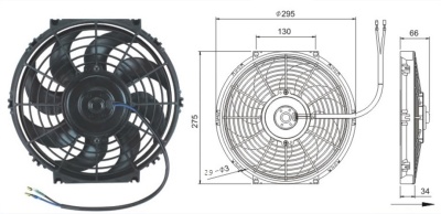 08-0945 Вентилятор 10" Титан 12V Puller 80W "S"