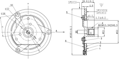 01-1975 Прижимная пластина компрессора кондиционера Титан 10PA17 D105мм шлиц