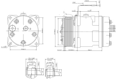 01-1016 Автомобильный компрессор кондиционера Титан 5H11 PV8 24V горизонтальные выходы