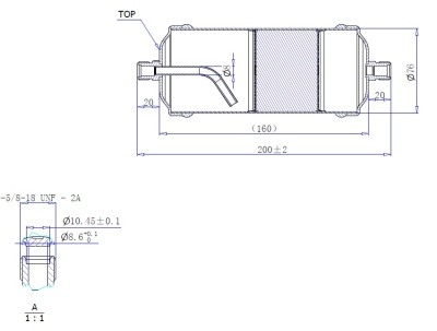 17-1660 Ресивер горизонтальный автомобильного кондиционера Титан 200ммх76мм 2х5/8-18UNF O-ring