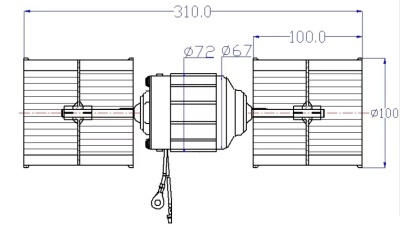 08-0980 Вентилятор центробежный испарителя 226/848 24V 100W с крыльчаткой