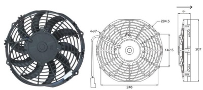 08-1386 Вентилятор 10" Титан 24V Pusher 120W "S" аналог SPAL 255mm 10"
