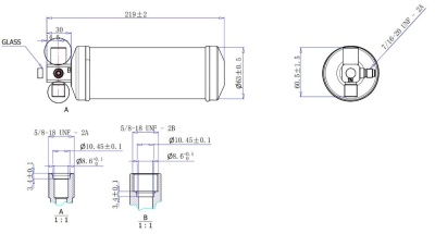 17-1931 Ресивер вертикальный автомобильного кондиционера Титан 219ммх63мм внутренняя / наружная2х5/8-18UNF O-ring