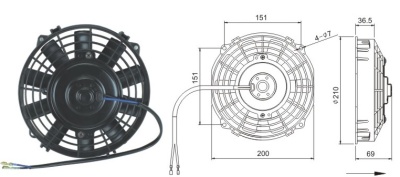 08-1280 Вентилятор 8" Титан 12V Puller 80W аналог SPAL 190mm 7.5"