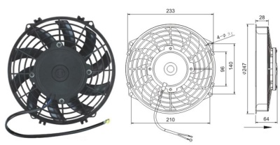 08-1285 Вентилятор 9" Титан 24V Puller 120W "S" аналог SPAL 225mm 9"