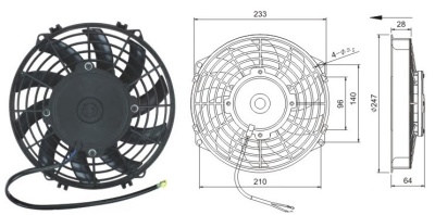 08-1382 Вентилятор 9" Титан 24V Pusher 120W "S" аналог SPAL 225mm 9"