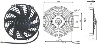08-1211 Вентилятор 9" Титан 12V Puller 80W "S" аналог SPAL 225mm 9"