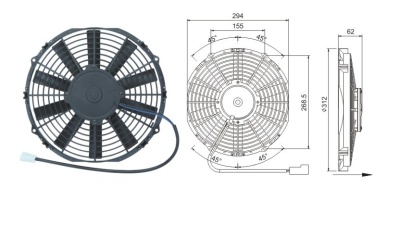 08-1290 Вентилятор 12" Титан 12V Puller 120W аналог SPAL 280mm 11"