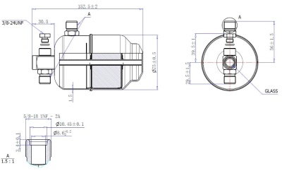 17-0517 Ресивер вертикальный автомобильного кондиционера Титан 152ммх75мм 2х5/8-18UNF O-ring